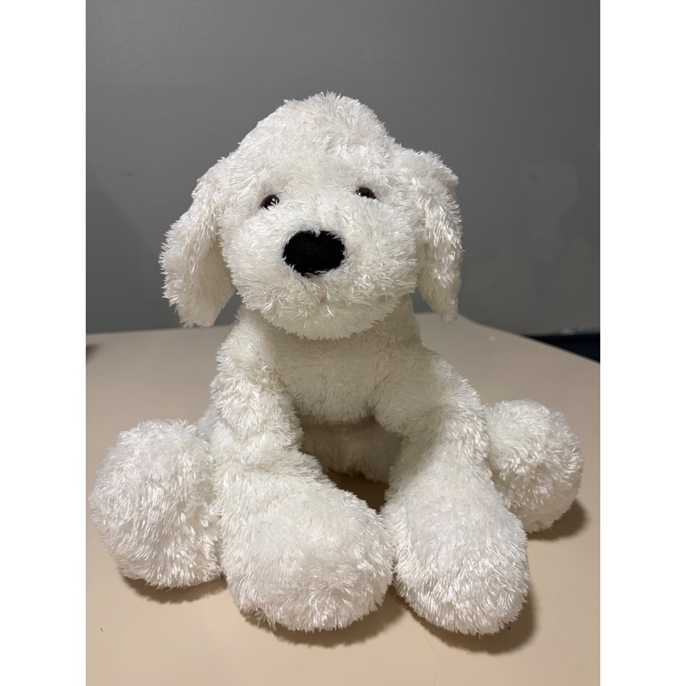 Vintage Gund White Puppy Dog Plush Stuffed Animal Floppy Shaggy Soft 14 Inch